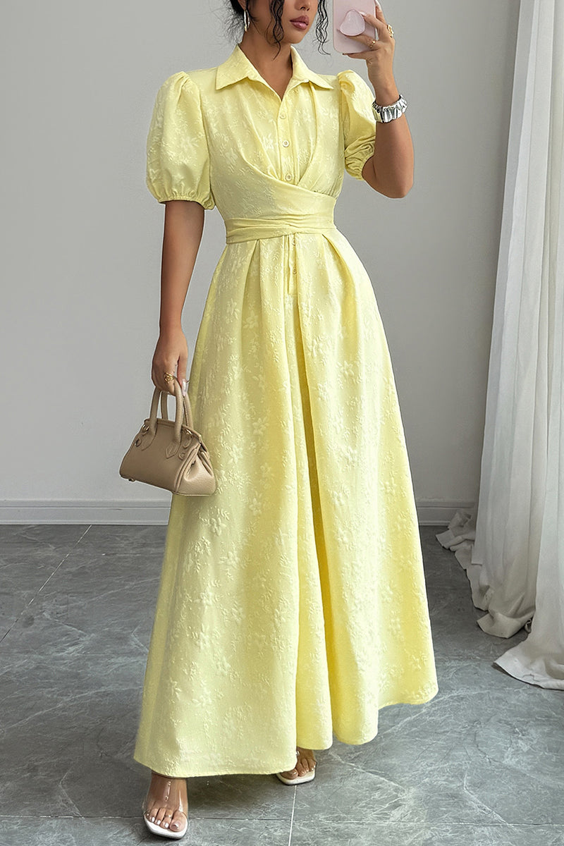 Elegant Puff Sleeve Maxi Dress