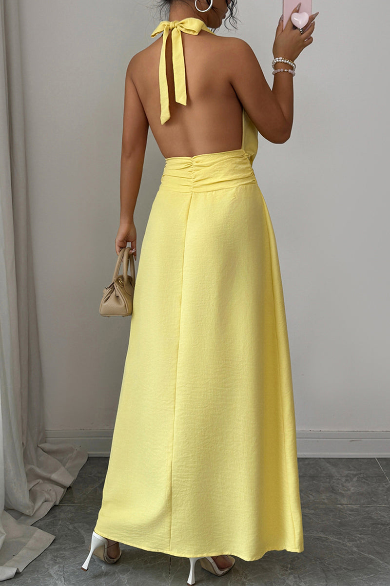 Draped Halter Maxi Dress