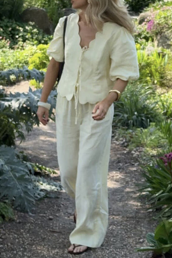 Drawstring Wide-Leg Elastic Waist Pants