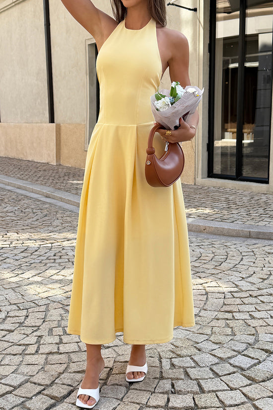 Sleeveless Halter Midi Dress