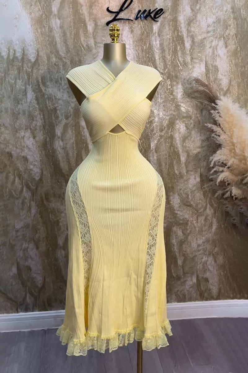 Cross Halter Sleeveless Casual Dress