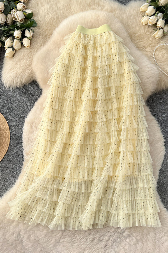Layered Ruffle Midi Skirt