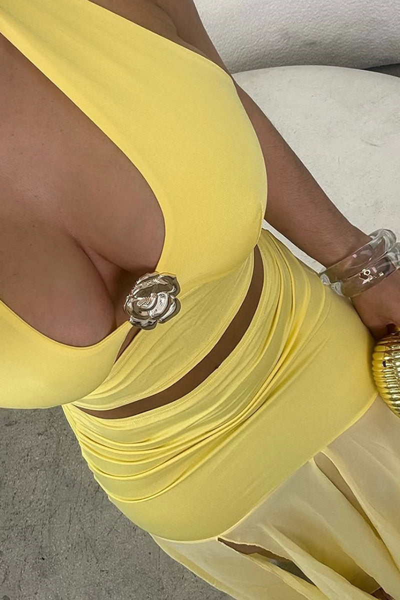 Cutout Halter Skirt Set