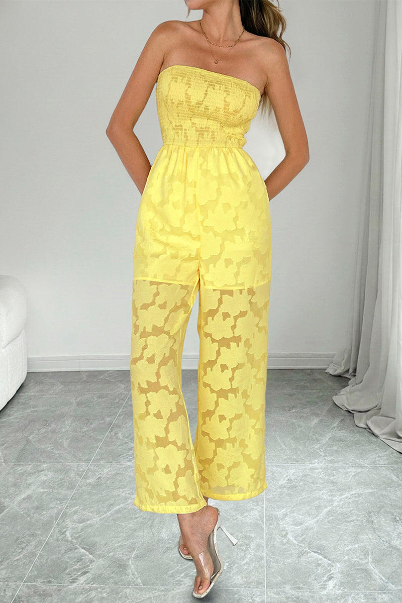 Strapless Floral Print Jumpsuit