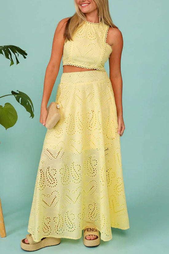 Elegant Patterned Two-Piece Skirt Set