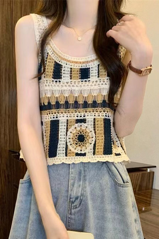 Crochet Floral Patchwork Tank Top