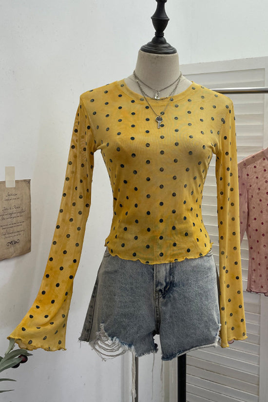 Polka Dot Long Sleeve Casual Top