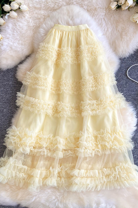 Ruffle Layered Midi Skirt