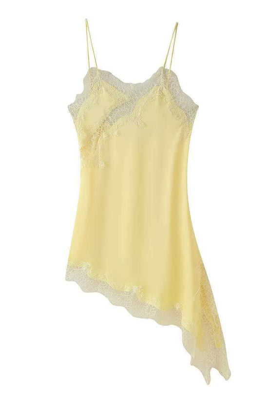 Asymmetrical Lace Hem Stylish Slip Dress