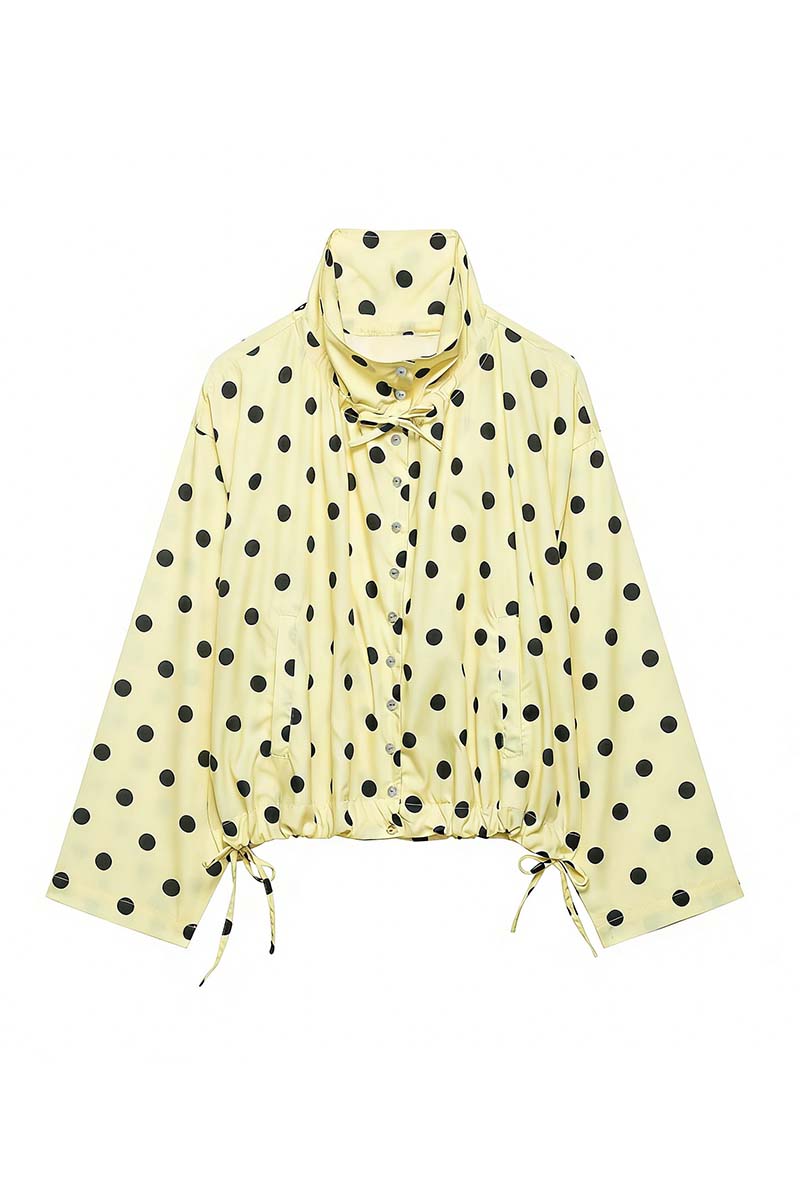Polka Dot Drawstring Blazer