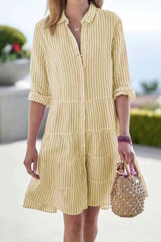 Striped Button-Down Casual Dress