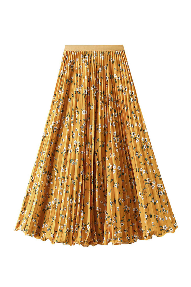 Floral Pleated Midi Skirt