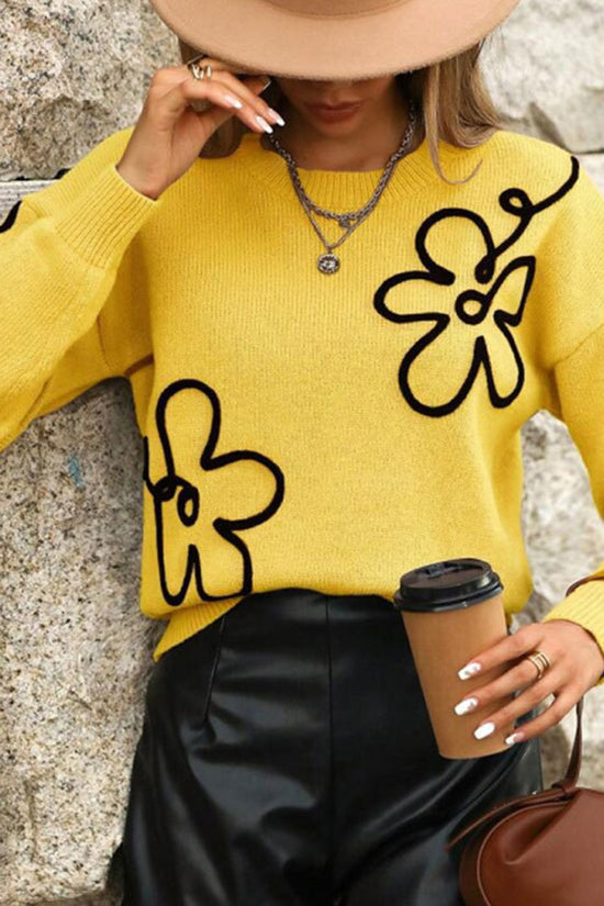 Floral Graphic Knit Sweater