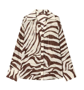 Zebra Print Long Sleeve Blouse