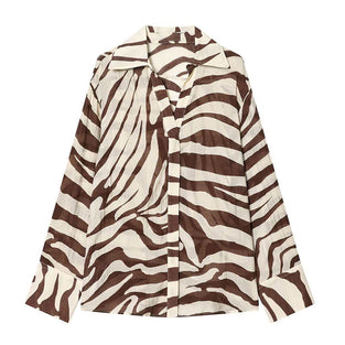 Zebra Print Long Sleeve Blouse