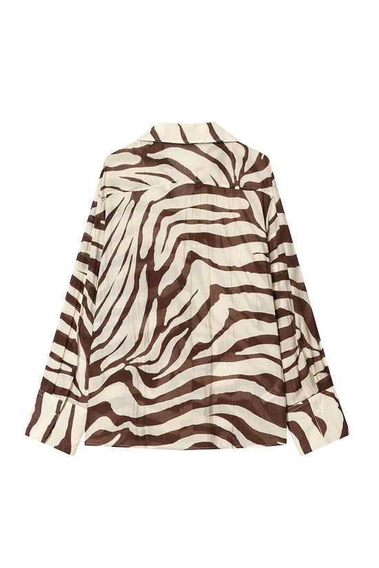 Zebra Print Long Sleeve Blouse