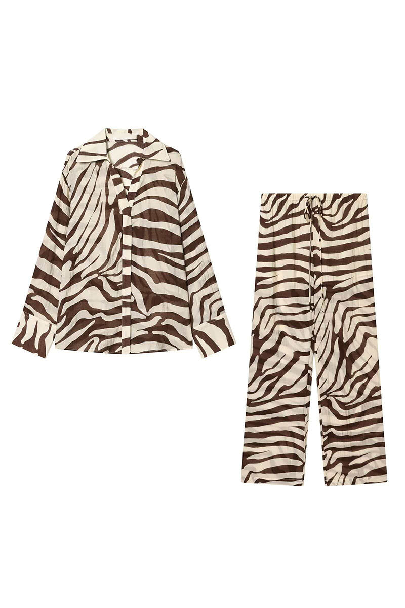 Zebra Print Long Sleeve Blouse