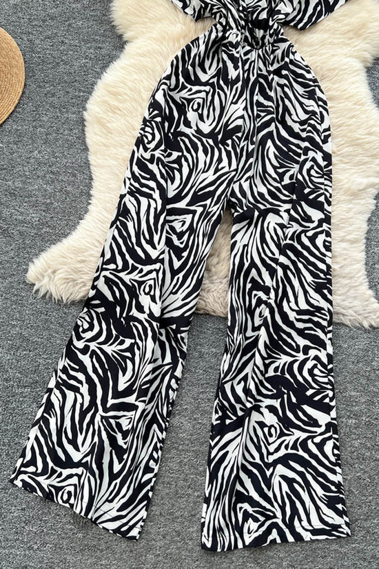 Zebra Print V-Neck Jumpsuit
