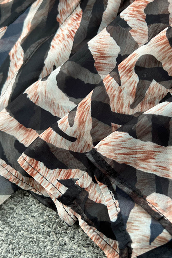 Zebra Print Long Sleeve Casual Dress