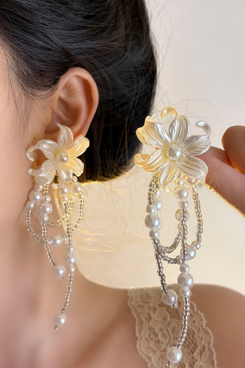 Floral Pearl Drop Earrings