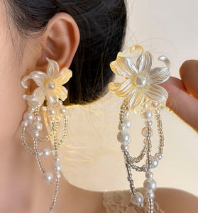 Floral Pearl Drop Earrings