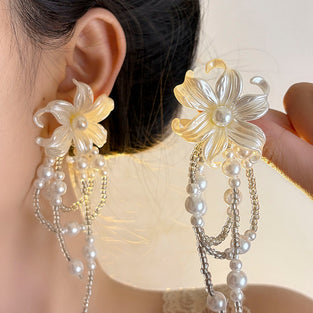 Floral Pearl Drop Earrings