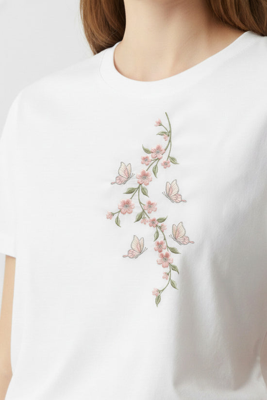 Trailing Blossom Embroidered T-Shirt
