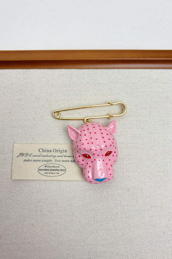 Leopard Head Safety Pin Brooch
