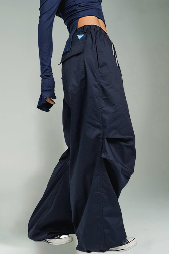 Structured Folded Wide-Leg Pants
