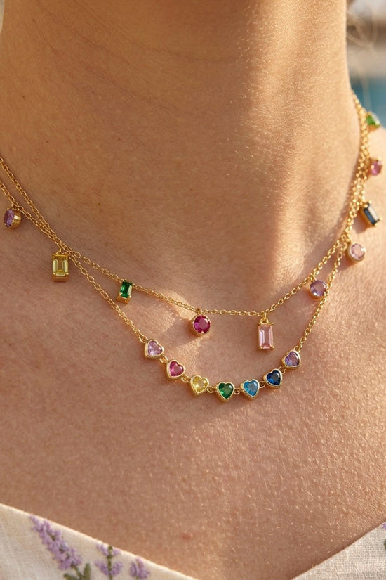 Gemstone Charm Choker Necklace