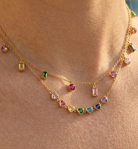 Gemstone Charm Choker Necklace