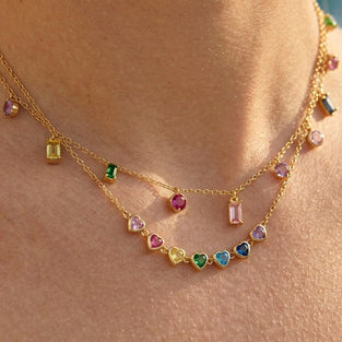 Gemstone Charm Choker Necklace