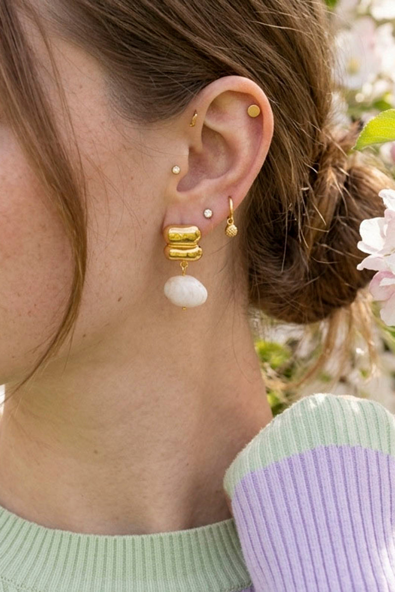 Chunky Gemstone Stainless Steel Earrings