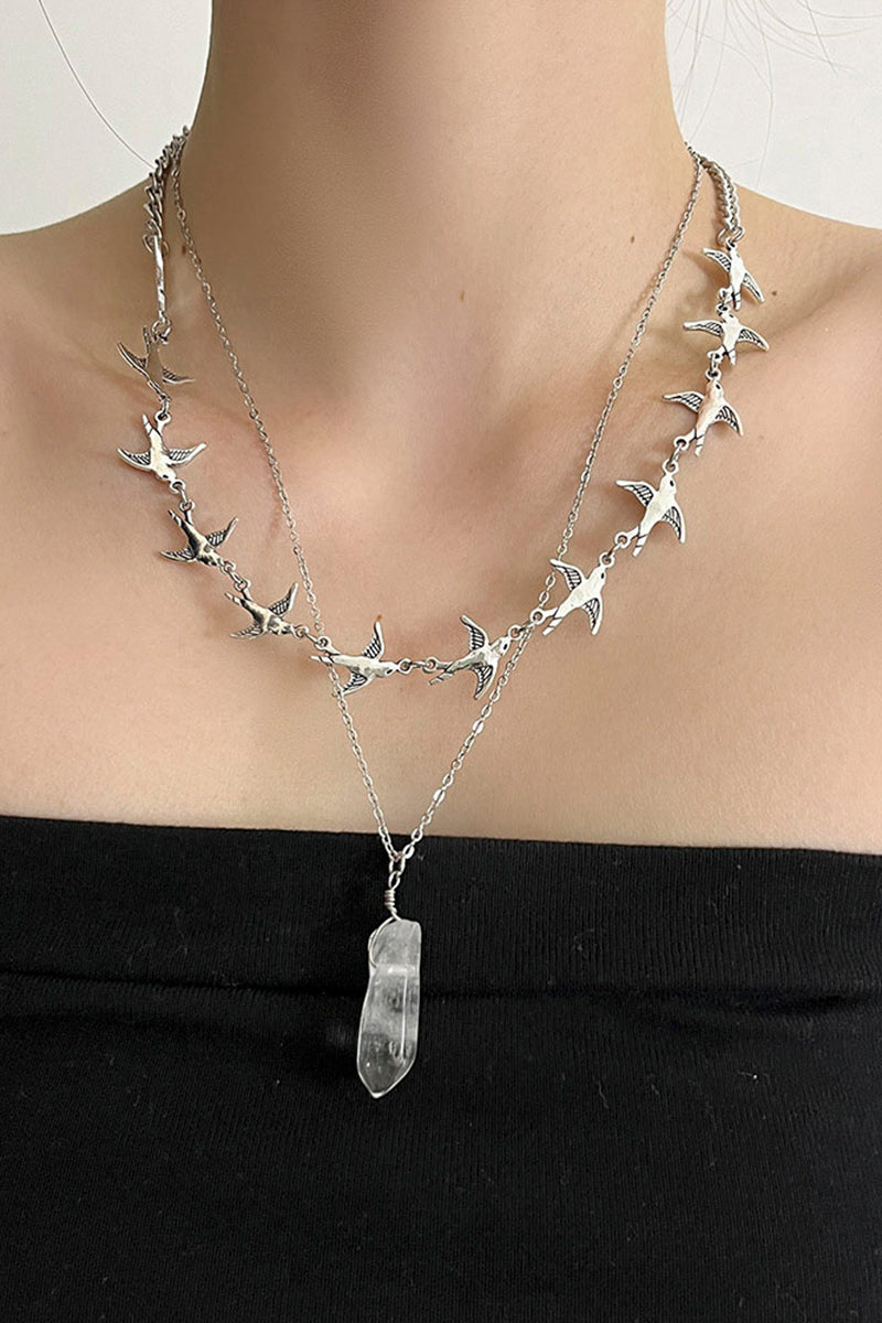 Elegant Bird Pendant Layered Necklace