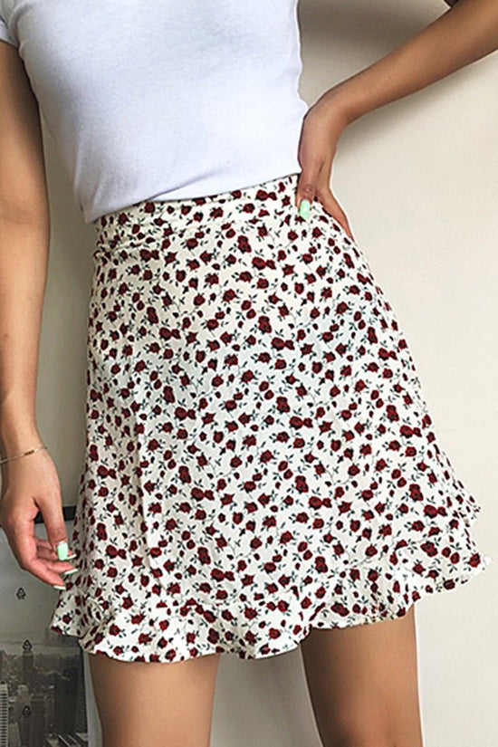 Floral Print A-Line Mini Skirt