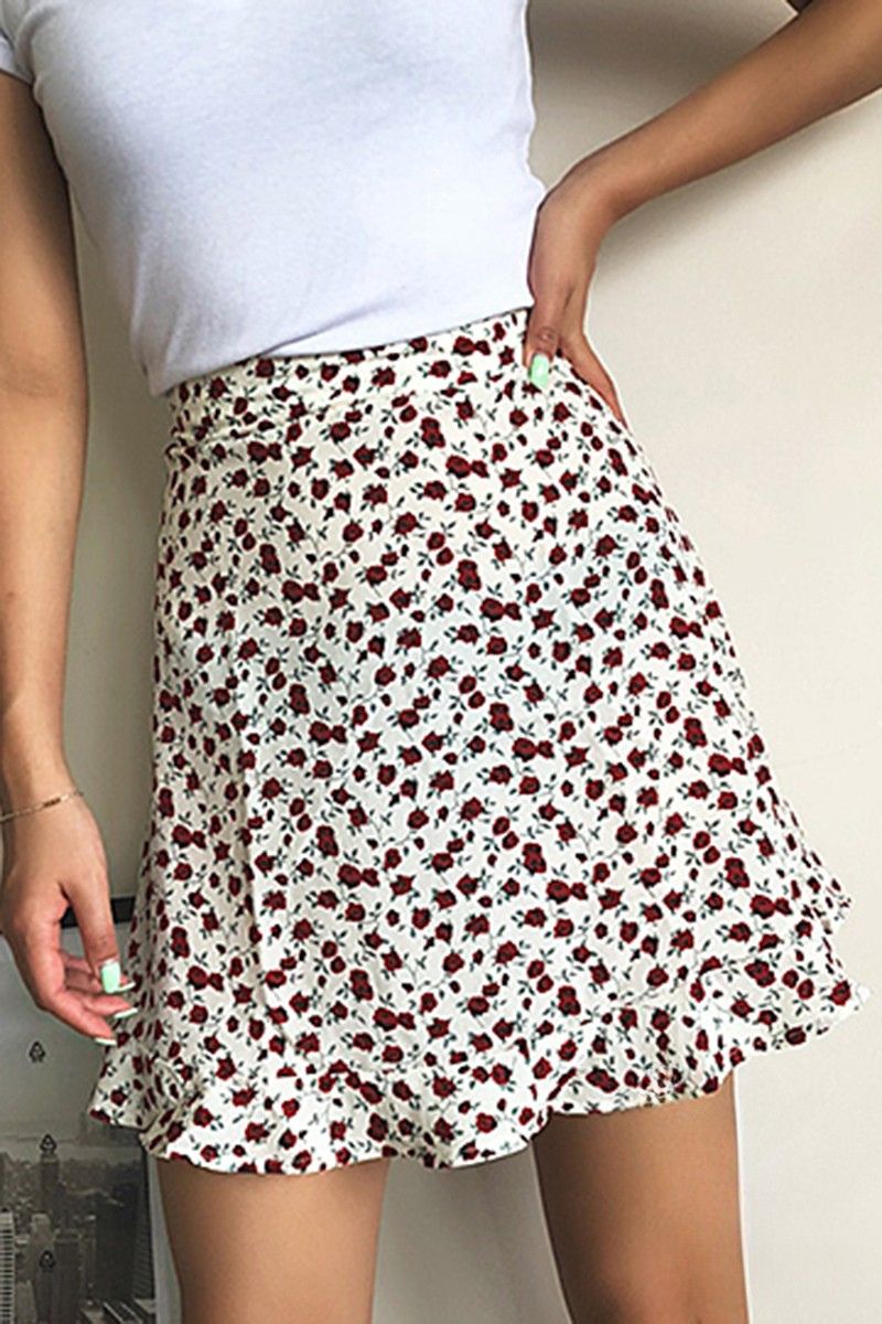 Floral Print A-Line Mini Skirt