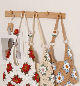 Floral Crochet Shoulder Bag