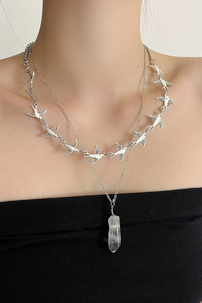Elegant Bird Pendant Layered Necklace