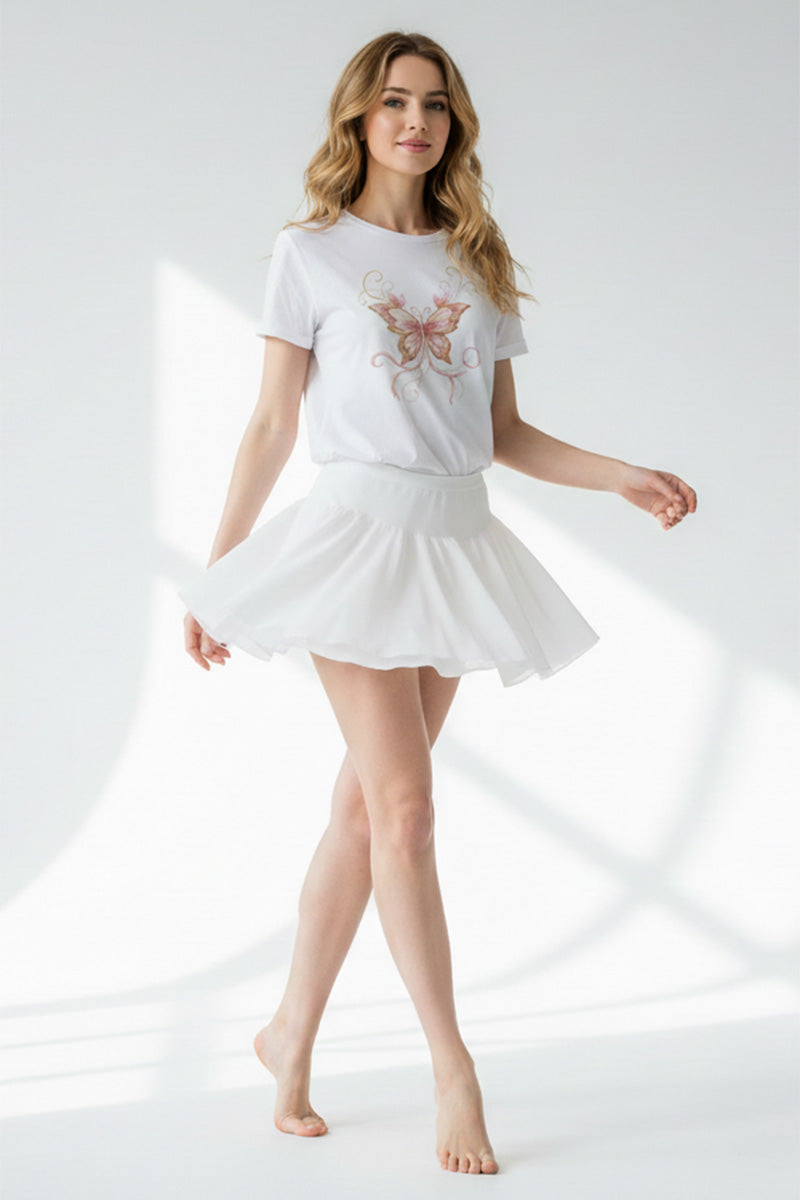 Blush Butterfly Embroidered T-Shirt
