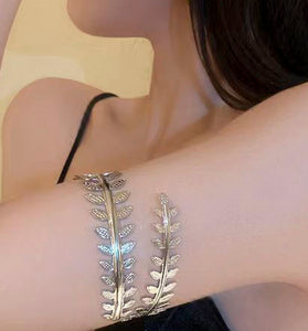 Leaf Motif Open Cuff Bracelet