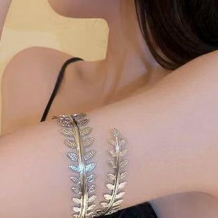 Leaf Motif Open Cuff Bracelet