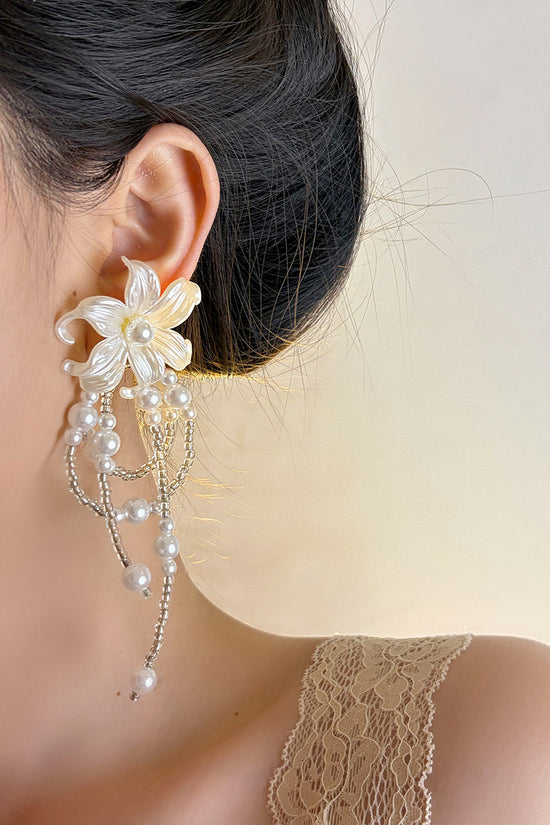 Floral Pearl Drop Earrings