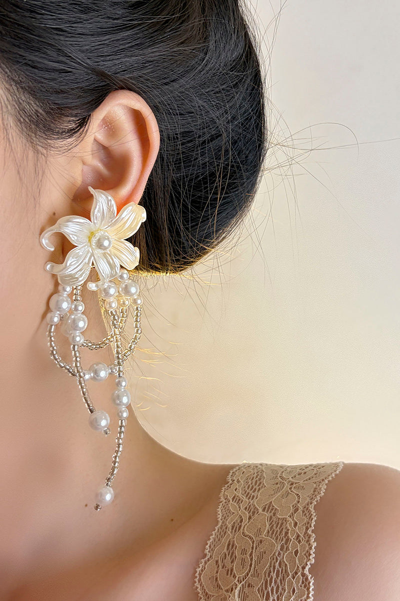 Floral Pearl Drop Earrings