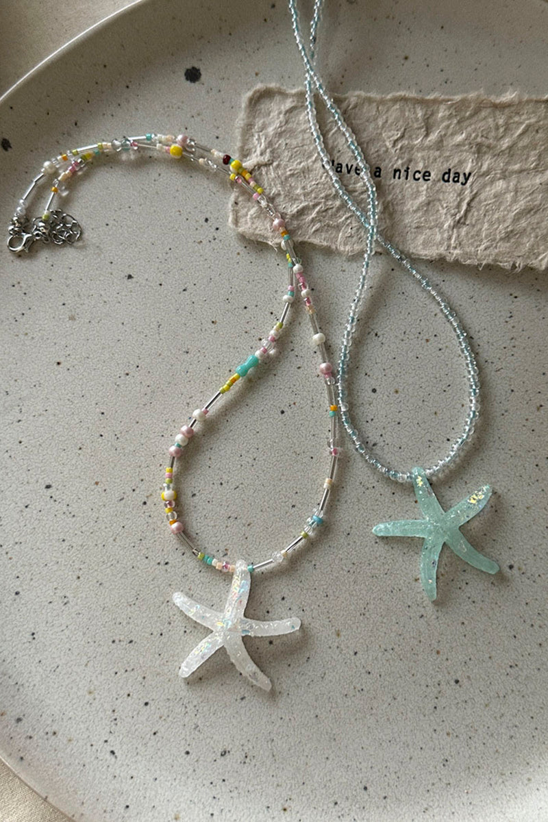 Starfish Pendant Beaded Necklace