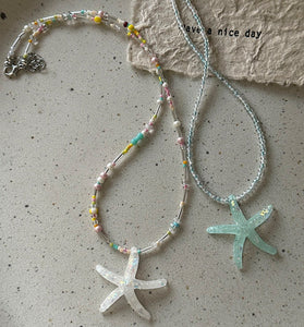 Starfish Pendant Beaded Necklace