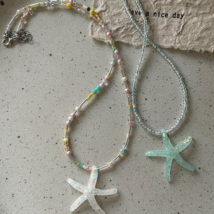 Starfish Pendant Beaded Necklace