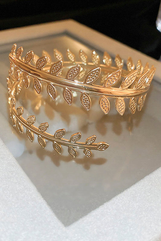 Leaf Motif Open Cuff Bracelet