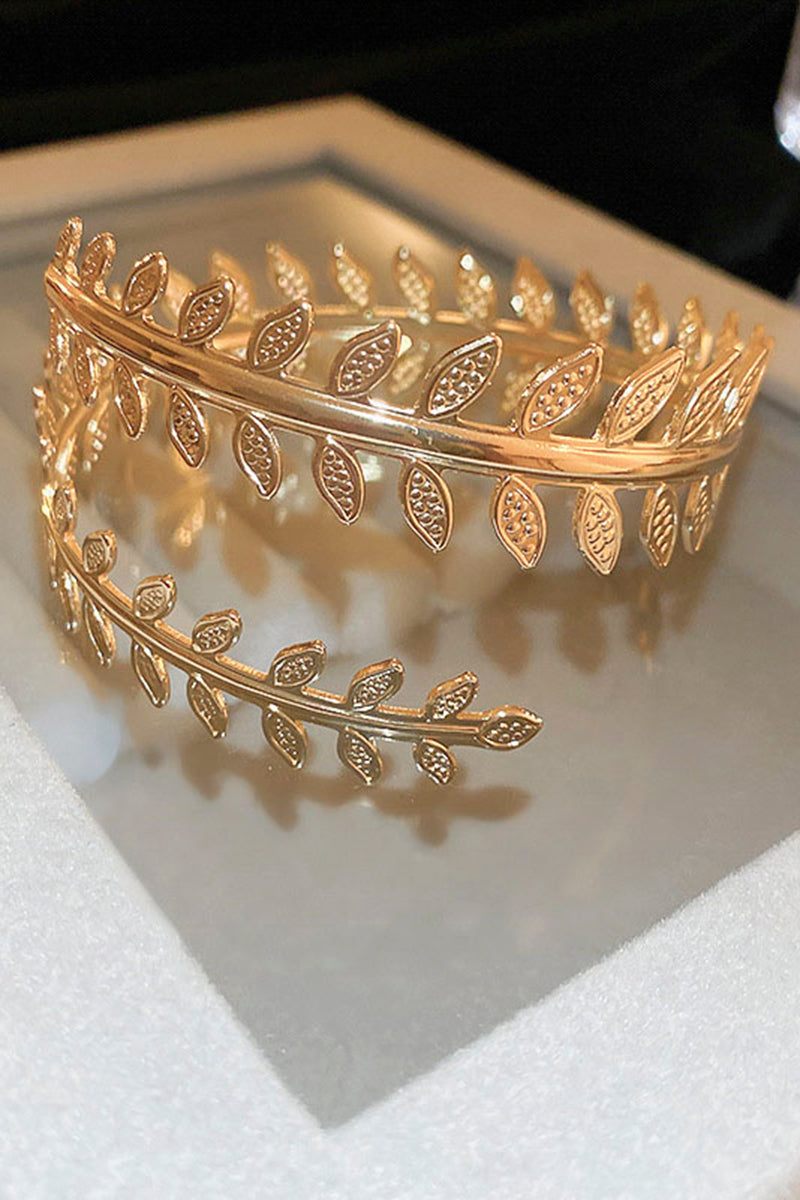 Leaf Motif Open Cuff Bracelet